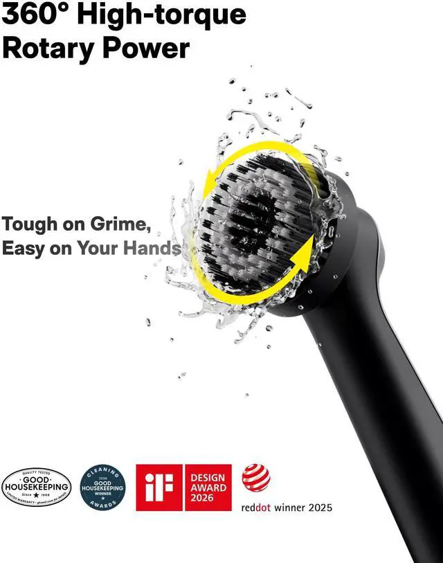 Alt view image 2 of 7 - Wand Cordless Spin Scrubber, Electric Grout Cleaning Brush, IPX7 Full Body Waterproof Bathroom Scrubber, 12 Brush Heads Power Scrubber for Grout, Tiles, Corners, Crevices