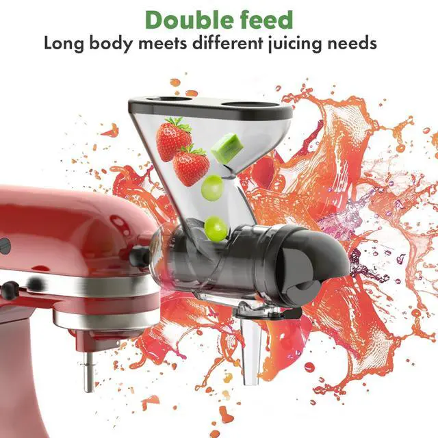 Alt view image 2 of 7 - Masticating Juicer Attachment for KitchenAid Stand Mixer, Cold Press Juicer machines with Dual Feed Chute, Slow Masticating Juicer, Attachment for Kitchenaid Mixers