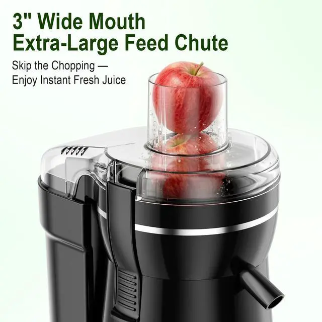 Alt view image 3 of 7 - Juicer Machine, 500W Centrifugal Juicer Extractor with 3 Speed & Wide Mouth 3 Feed Chute for Fruit Vegetable, High Yield Juicer Included Cleaning Brush for Easy to Clean
