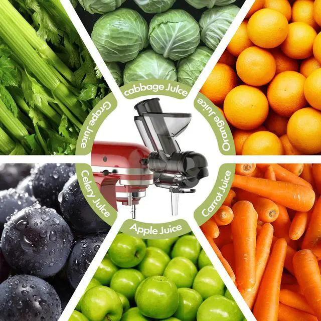 Alt view image 6 of 7 - Masticating Juicer Attachment for KitchenAid Stand Mixer, Cold Press Juicer machines with Dual Feed Chute, Slow Masticating Juicer, Attachment for Kitchenaid Mixers