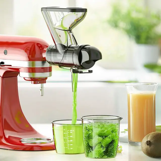 Alt view image 7 of 7 - Masticating Juicer Attachment for KitchenAid Stand Mixer, Cold Press Juicer machines with Dual Feed Chute, Slow Masticating Juicer, Attachment for Kitchenaid Mixers
