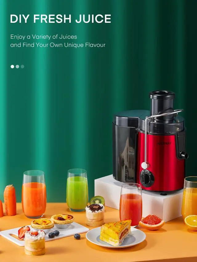 Alt view image 4 of 7 - Juicer Machine, Centrifugal Juicer 400 W Motor, 65MM Wide Chute for Whole Fruit and Vegetables, Juice Extractor with 3 Speeds, Upgraded Version Quick Juicing, Easy to Clean, BPA Free, Red