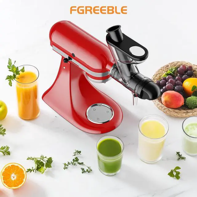 Alt view image 7 of 7 - Masticating Juicer Attachment for KitchenAid Stand Mixer, Cold Pressed Juicer Machine, Slow Juicer Attachment with Dual Feed Chute and Pusher