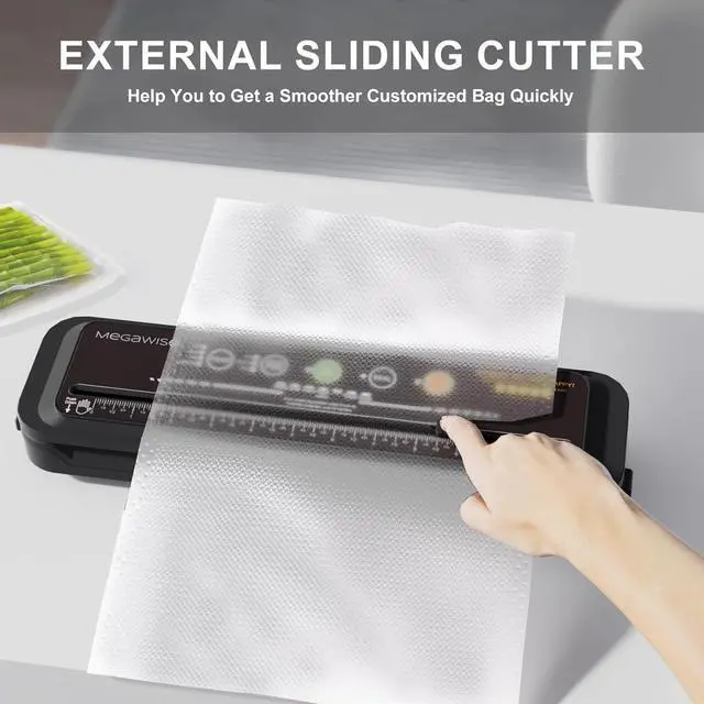 Alt view image 5 of 7 - Updated Vacuum Sealer Machine (2025), Food Sealer w/Starter Kit, Dry & Moist Food Modes, Compact Design with 10 Vacuum Bags & Built-in Cutter