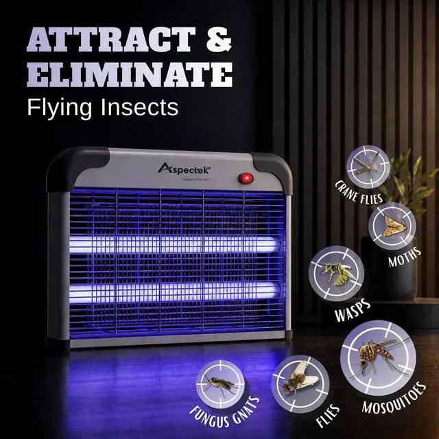 Alt view image 3 of 7 - Electric Bug Zapper, 20W UV Bulbs, Fly, Mosquito, Gnat and Moth Control, Indoor and Covered Outdoor Use for Home, Garage, Patio and Farm, Includes 2 Replacement Bulbs