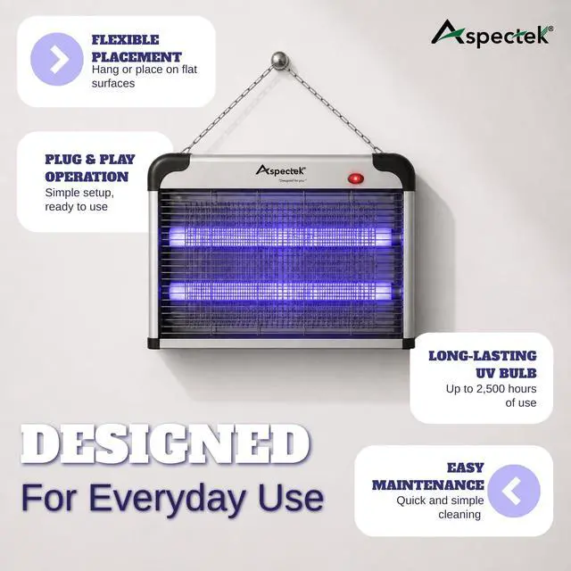 Alt view image 6 of 7 - Electric Bug Zapper, 20W UV Bulbs, Fly, Mosquito, Gnat and Moth Control, Indoor and Covered Outdoor Use for Home, Garage, Patio and Farm, Includes 2 Replacement Bulbs