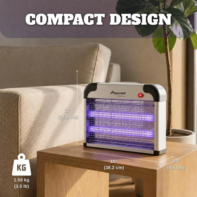 Alt view image 7 of 7 - Electric Bug Zapper, 20W UV Bulbs, Fly, Mosquito, Gnat and Moth Control, Indoor and Covered Outdoor Use for Home, Garage, Patio and Farm, Includes 2 Replacement Bulbs