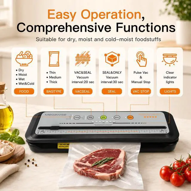 Alt view image 4 of 7 - 2025 Powerful Vacuum Sealer Machine | Compact Design | One-Touch Automatic | Seal in 10-20 Seconds | Dry, Moist, Wet, and Cold Modes | With 10 Vacuum Bags & Built-in Cutter