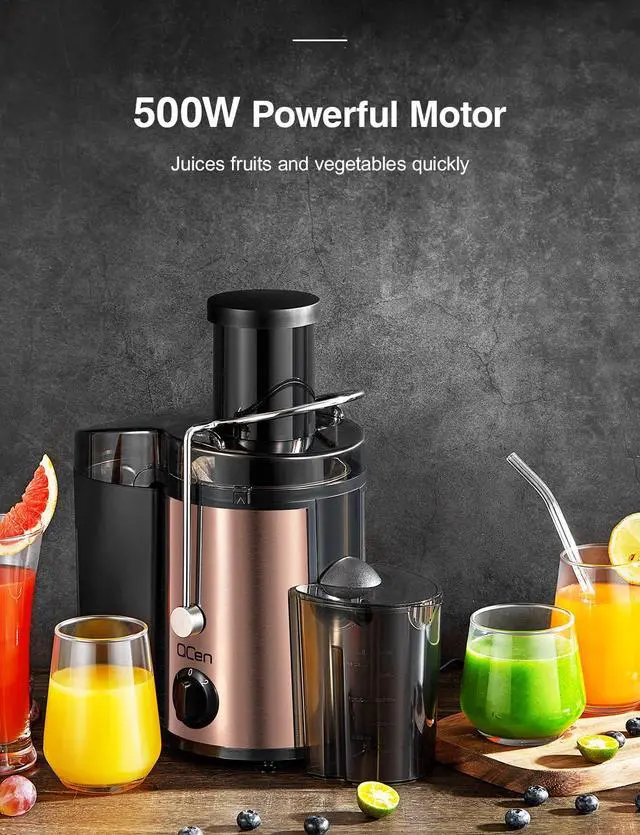 Alt view image 5 of 7 - Juicer Machine, 500W Centrifugal Juicer Extractor with Wide Mouth 3 Feed Chute for Fruit Vegetable, Easy to Clean, Stainless Steel, BPA-free (Rose Gold)