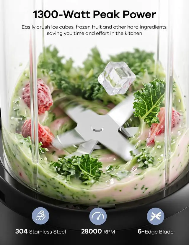 Alt view image 3 of 7 - Smoothie Blender Max 1300W, Personal Kitchen Blender & Grinder Combo