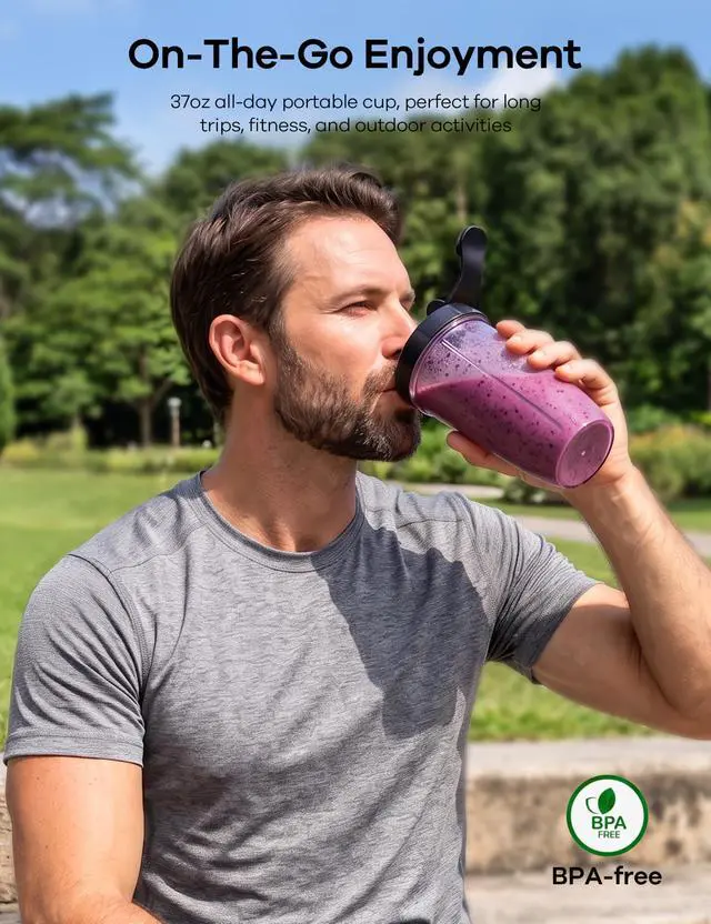 Alt view image 4 of 7 - Smoothie Blender Max 1300W, Personal Kitchen Blender & Grinder Combo