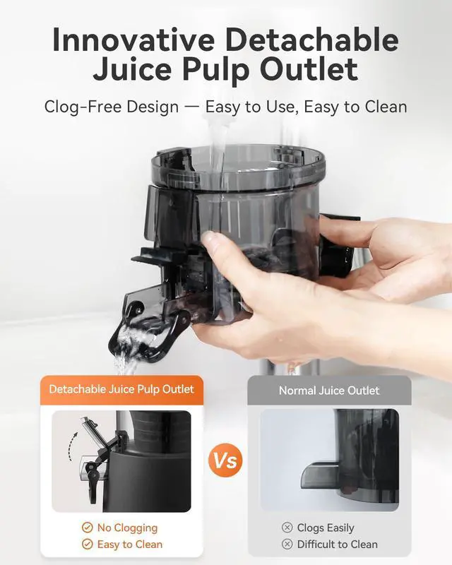Alt view image 3 of 7 - Cold Press Juicer Machine with Large Feed Chute Fit Whole Fruits & Vegetables, 64oz Large Capacity,Slow Masticating Extractor, AC Motor, Easy to Clean, High Yield, BPA-Free Black