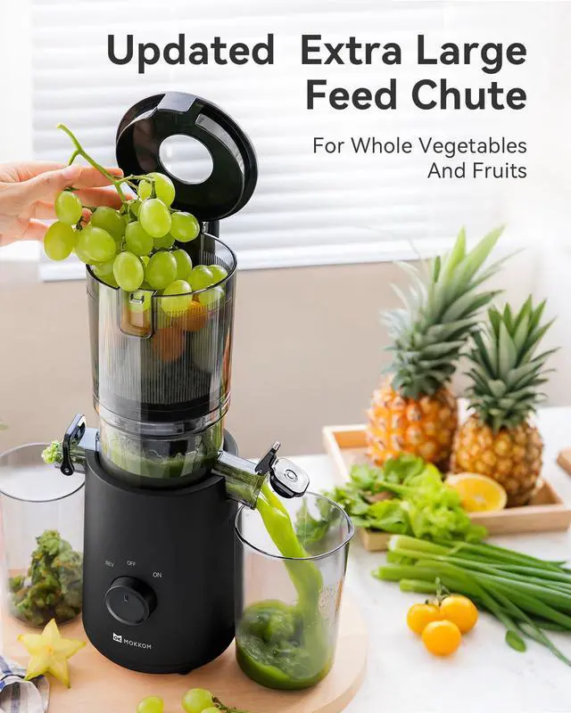 Alt view image 4 of 7 - Cold Press Juicer Machine with Large Feed Chute Fit Whole Fruits & Vegetables, 64oz Large Capacity,Slow Masticating Extractor, AC Motor, Easy to Clean, High Yield, BPA-Free Black
