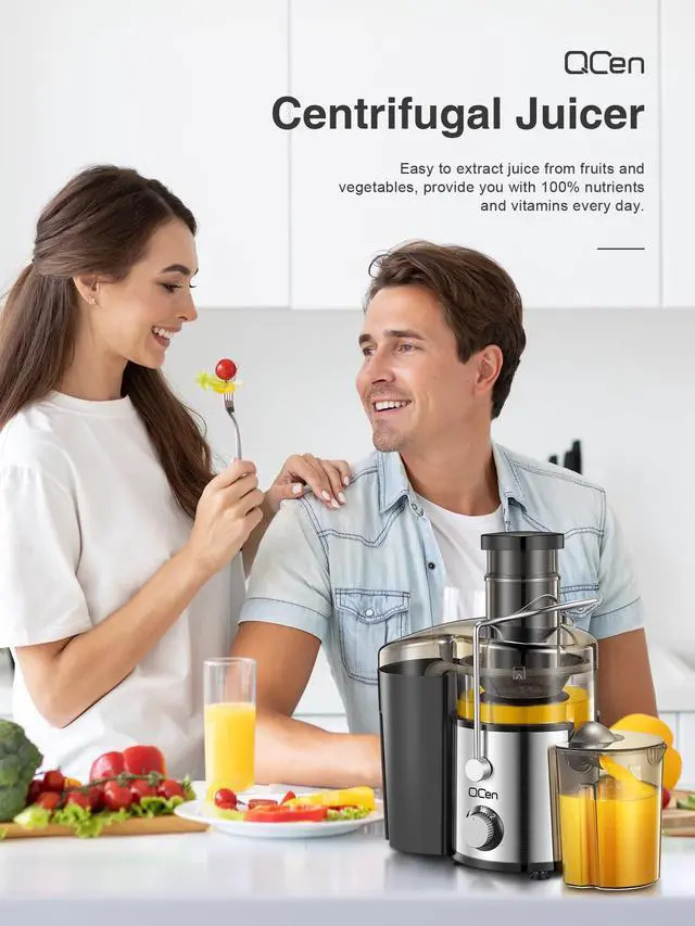 Alt view image 6 of 6 - Juicer Machine, 800W Centrifugal Juicer Extractor with Extra Wide Mouth Feed Chute for Fruits & Vegetables, Easy to Clean, Stainless Steel, BPA-Free