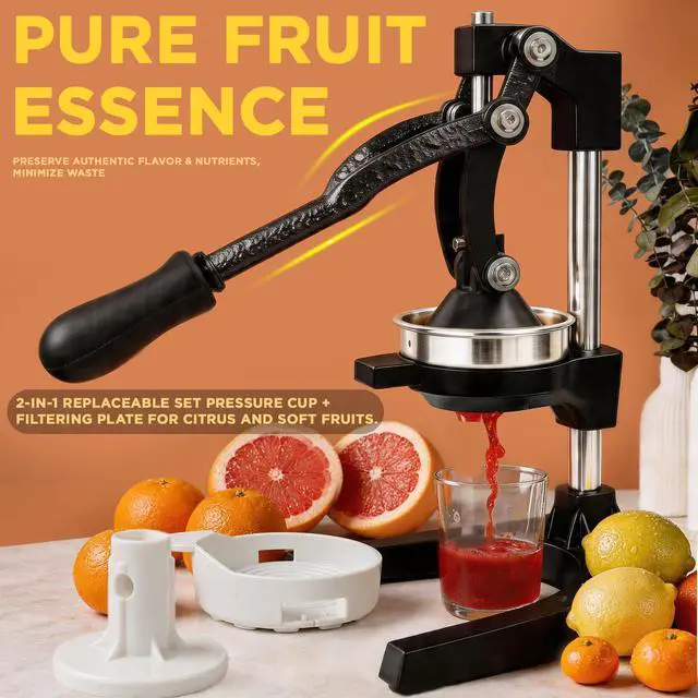 Alt view image 6 of 7 - Cast Iron Juicer,Manual Juicer Hand Press,Orange Lemon Squeezer,Heavy Duty Manual Juicer,Professional Citrus Juicer Fruit Juice -Stainless Steel,Easy to Clean Black