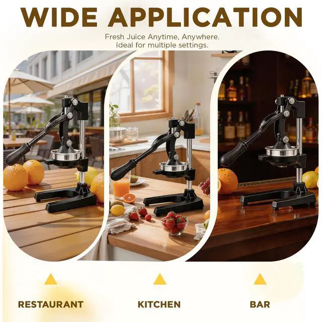 Alt view image 7 of 7 - Cast Iron Juicer,Manual Juicer Hand Press,Orange Lemon Squeezer,Heavy Duty Manual Juicer,Professional Citrus Juicer Fruit Juice -Stainless Steel,Easy to Clean Black