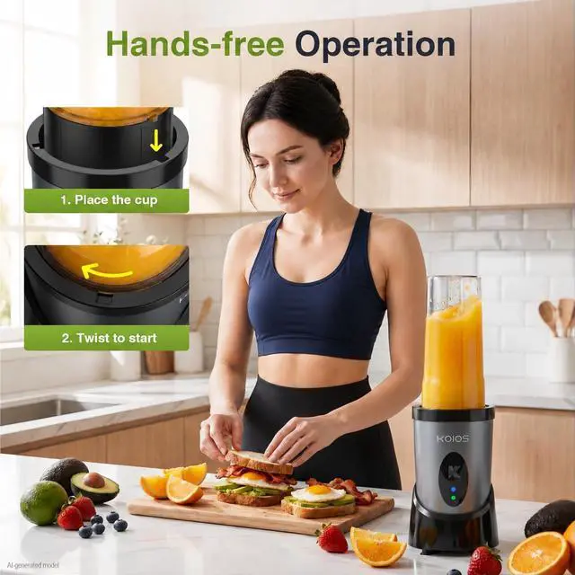 Alt view image 4 of 7 - Smoothie Blender for Kitchen, 900W Personal Blender for Smoothies Shakes 14pcs with 3 Portable Cups 23oz + 17oz, Single Serve Smoothies Maker Mixer for Juices Frozen Drinks, Grey Blue