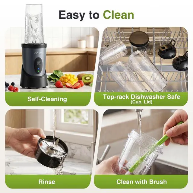 Alt view image 6 of 7 - Smoothie Blender for Kitchen, 900W Personal Blender for Smoothies Shakes 14pcs with 3 Portable Cups 23oz + 17oz, Single Serve Smoothies Maker Mixer for Juices Frozen Drinks, Grey Blue
