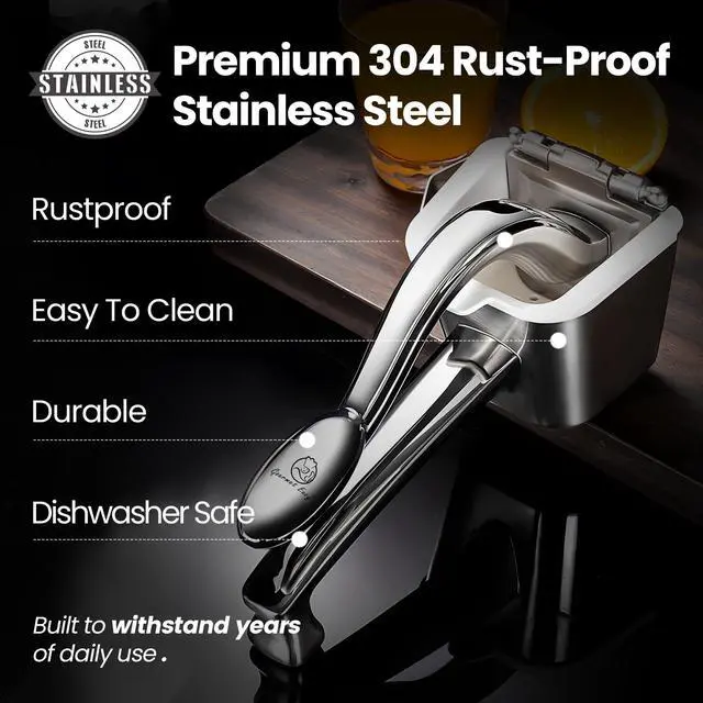 Alt view image 2 of 7 - Stainless Steel Lemon Squeezer/Citrus Juicer 5-Year Warranty