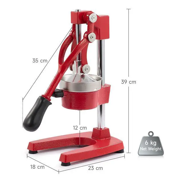 Alt view image 5 of 7 - Manual Citrus Juicer, Professional Orange and Lemon Juice Maker, Easy to Clean, Red