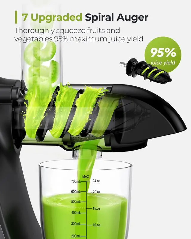 Alt view image 2 of 7 - Juicer, Slow Masticating Juicer Machines Easy to Clean, Soft/Hard Two Speed Quiet Motor Reverse Function Anti-Clogging, Cold Press Juice Extractor with Brush & Recipes