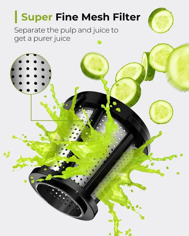 Alt view image 3 of 7 - Juicer, Slow Masticating Juicer Machines Easy to Clean, Soft/Hard Two Speed Quiet Motor Reverse Function Anti-Clogging, Cold Press Juice Extractor with Brush & Recipes