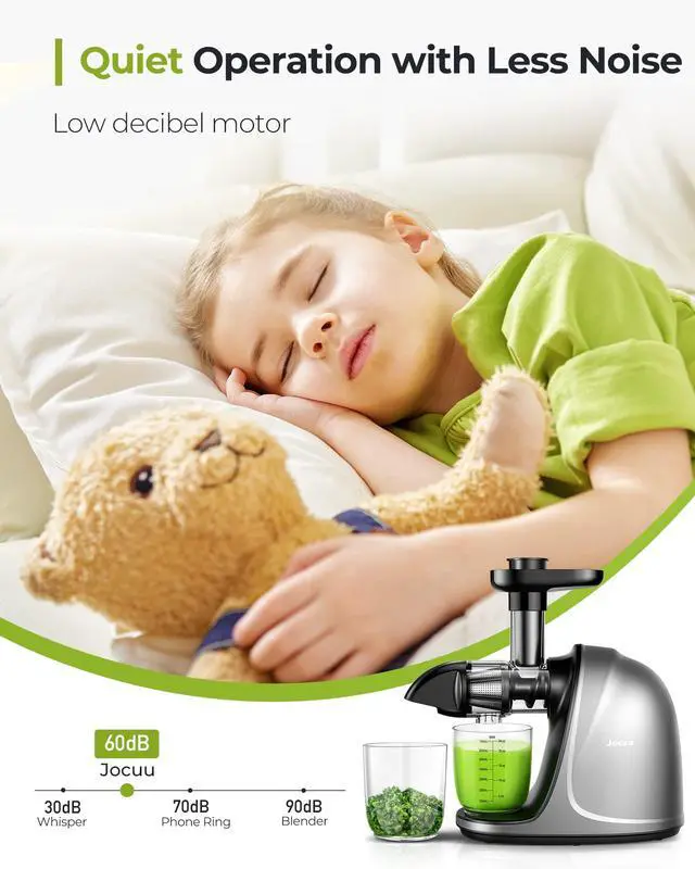 Alt view image 5 of 7 - Juicer, Slow Masticating Juicer Machines Easy to Clean, Soft/Hard Two Speed Quiet Motor Reverse Function Anti-Clogging, Cold Press Juice Extractor with Brush & Recipes