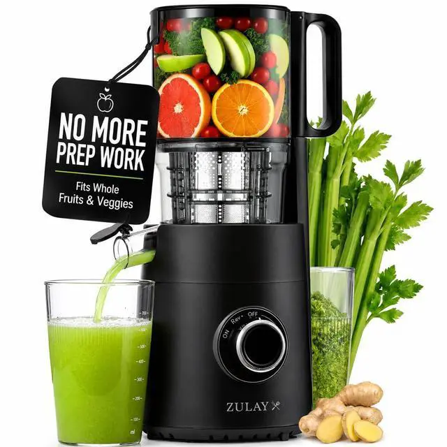 Main image of Juicer Machine with 5" Wide Feed Chute, Cold Press Slow Masticating Juicer for Whole Fruits & Vegetables, Easy to Clean Stainless Steel Blades, High Juice Yield - Black