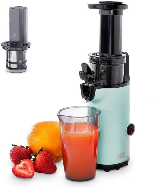 Main image of Deluxe Compact Cold Press Juicer - Slow Masticating Juicer Machine for Fruits and Vegetables with Frozen Attachment - Easy to Clean Juice Press for Home Countertops - Aqua