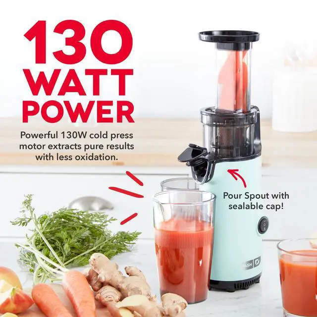 Alt view image 2 of 7 - Deluxe Compact Cold Press Juicer - Slow Masticating Juicer Machine for Fruits and Vegetables with Frozen Attachment - Easy to Clean Juice Press for Home Countertops - Aqua