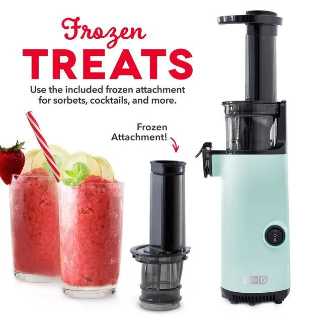 Alt view image 4 of 7 - Deluxe Compact Cold Press Juicer - Slow Masticating Juicer Machine for Fruits and Vegetables with Frozen Attachment - Easy to Clean Juice Press for Home Countertops - Aqua