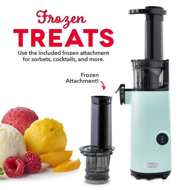 Alt view image 5 of 7 - Deluxe Compact Cold Press Juicer - Slow Masticating Juicer Machine for Fruits and Vegetables with Frozen Attachment - Easy to Clean Juice Press for Home Countertops - Aqua