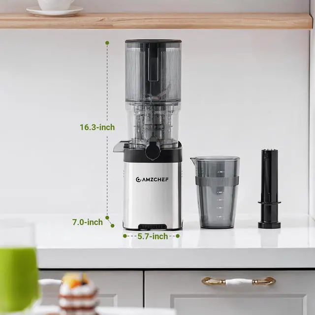 Alt view image 6 of 7 - Cold press Juicer Machines with 5.2" Extra Self-Feeding for Whole Vegetable & Fruit, Juice Extractor with Large Auger & Triple Strainers, Easy to Clean, High Juice Yield, Stainless Steel Silver