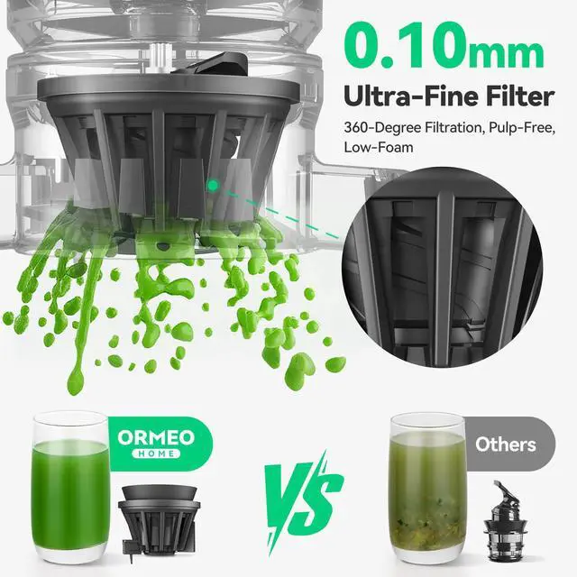 Alt view image 3 of 7 - Cold Press Juicer, Masticating Juicer Machines with 5.0"Large Feed Chute Fit Whole Vegetables & Fruits, with Pulp Seperation, 99.6% Juice Purity, Quiet Motor, Easy to Clean,BPA Free