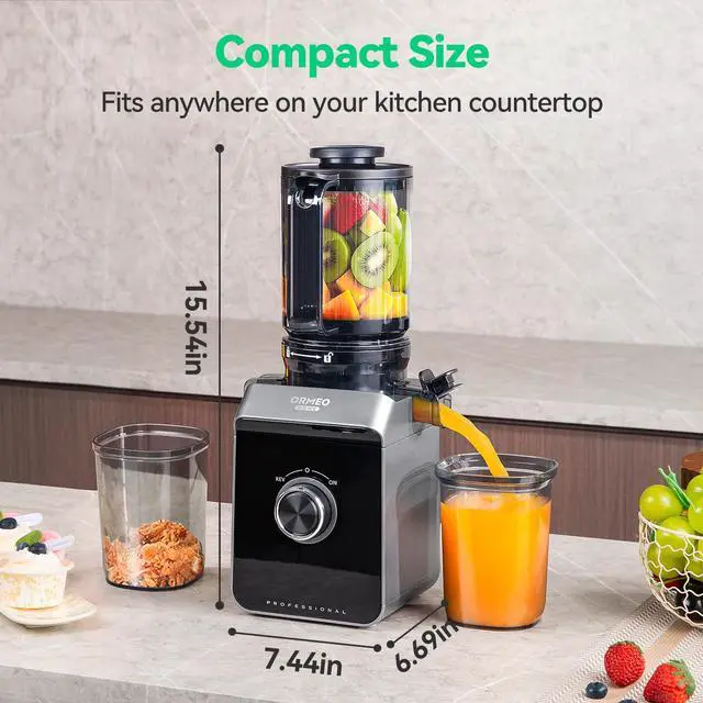 Alt view image 4 of 7 - Cold Press Juicer, Masticating Juicer Machines with 5.0"Large Feed Chute Fit Whole Vegetables & Fruits, with Pulp Seperation, 99.6% Juice Purity, Quiet Motor, Easy to Clean,BPA Free