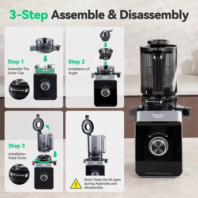 Alt view image 5 of 7 - Cold Press Juicer, Masticating Juicer Machines with 5.0"Large Feed Chute Fit Whole Vegetables & Fruits, with Pulp Seperation, 99.6% Juice Purity, Quiet Motor, Easy to Clean,BPA Free