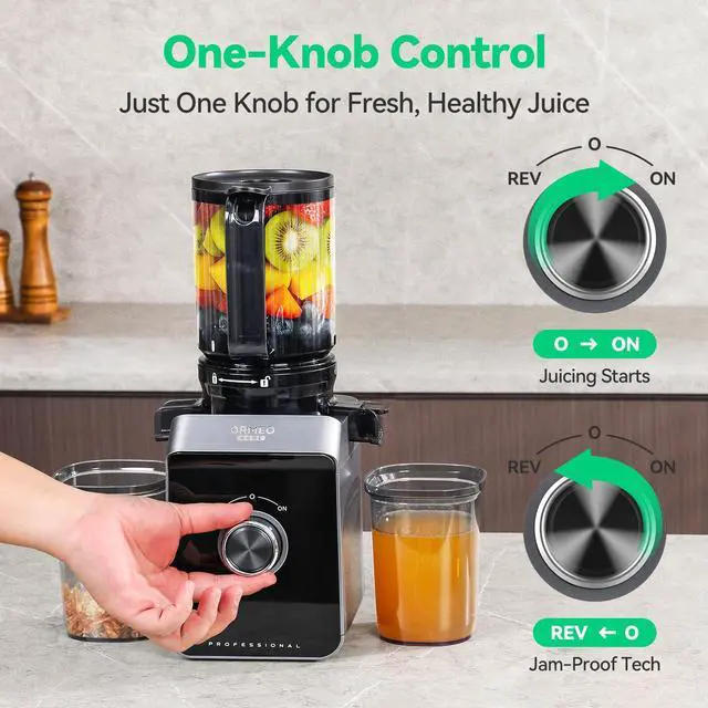 Alt view image 6 of 7 - Cold Press Juicer, Masticating Juicer Machines with 5.0"Large Feed Chute Fit Whole Vegetables & Fruits, with Pulp Seperation, 99.6% Juice Purity, Quiet Motor, Easy to Clean,BPA Free