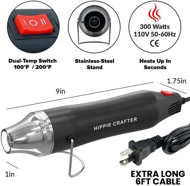 Alt view image 3 of 7 - Heat Gun for Crafting, 2-Speed 300W Craft Heat Gun, Mini Hot Air Torch Tool for Resin, Polymer Clay, Candle Making, Shrink Wrapping, Embossing, Epoxy Painting