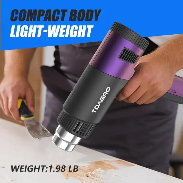 Alt view image 5 of 7 - Heat Gun 1800W - Fast-Heat Hot Air Tool with Adjustable Temperature 122-1202(50-650),Two fan speeds Overload Protection 4 Nozzles for Shrink Tubing,vinyl wrap,crafting,Resin DIY.