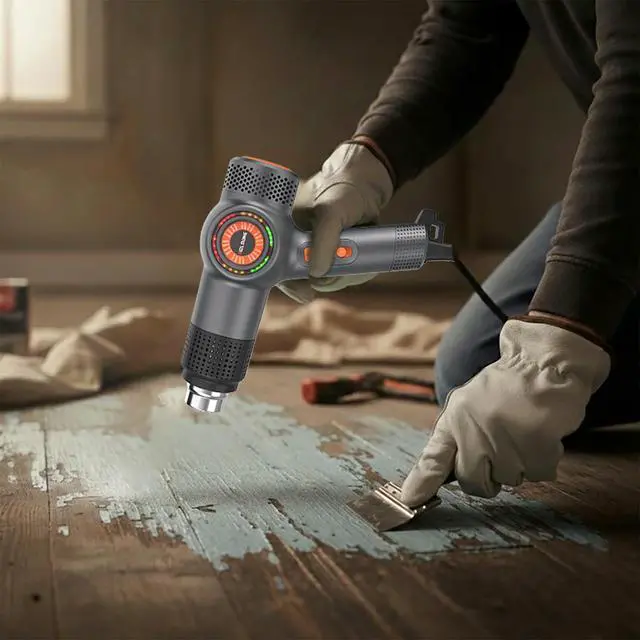 Alt view image 6 of 7 - Heat Gun Fast Heating 1800W 122-1202 LED 3-color light to display temperature Shrink wrap heat gun with 4 Nozzles for Soften,Car film,Drying