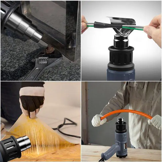 Alt view image 6 of 7 - Industrial Heat Gun 1800W 122-1202(50-650) Variable Temperature Control with 2 Temp-settings, Overheat Protection, 4 Nozzle Attachments for Shrinking PVC, Bending Pipe, Removing Paint