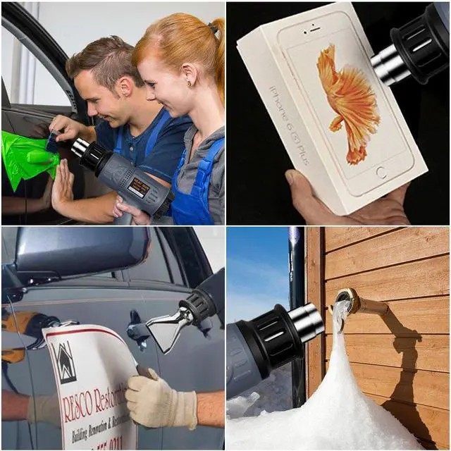 Alt view image 7 of 7 - Industrial Heat Gun 1800W 122-1202(50-650) Variable Temperature Control with 2 Temp-settings, Overheat Protection, 4 Nozzle Attachments for Shrinking PVC, Bending Pipe, Removing Paint