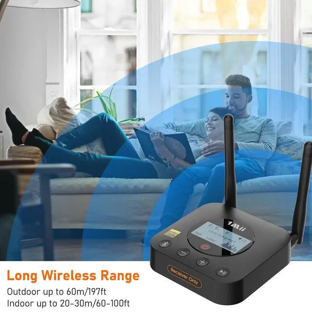 Alt view image 4 of 7 - B06Pro+ Hi-Fi Bluetooth 5.3 Audio Receiver, LDAC Hi-Res Wireless Audio Adapter for Home Stereo w/aptX HD Low Latency, LCD Display, Long Range, Volume Control, 3.5mm AUX Optical Coaxial