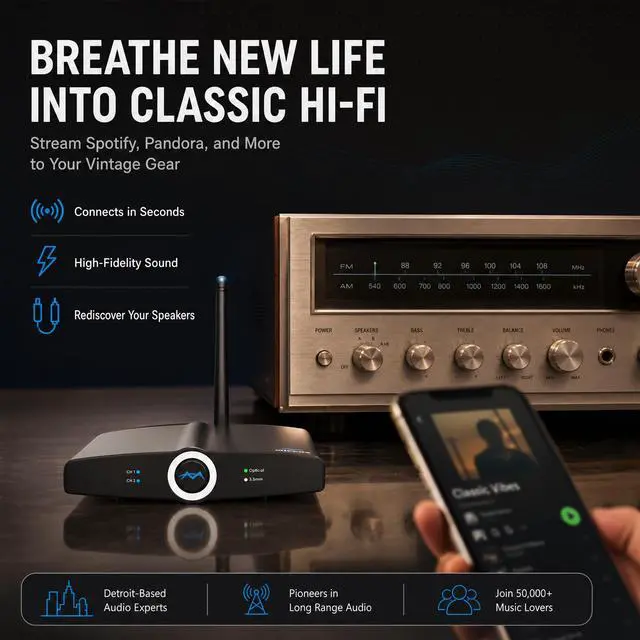 Alt view image 6 of 7 - Long Range Bluetooth Transmitter or Receiver, Audio Only for TV PC Stereo, Connect Speaker, Headphones, Phone, aptX Low Latency Wireless Adapter, Listen in HD No Delay Optical RCA 3.5mm (Home RTX 2.0)