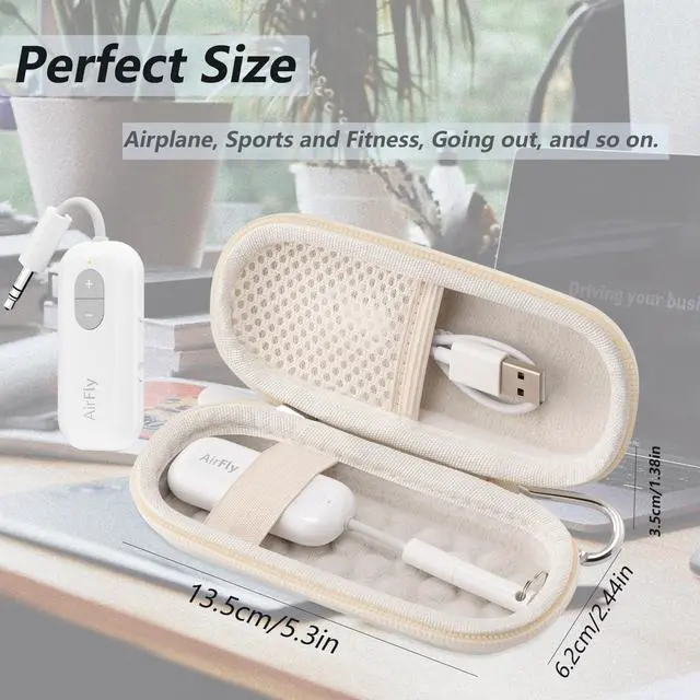Alt view image 4 of 6 - Hard Carrying Case for AirFly SE/Pro 2/Pro/Duo, Avantree Relay, 1Mii Bluetooth Wireless Transmitter Receiver, Airplane Travel/TV/Gym Portable Storage Case Bag for USB Cable and Adapter(Case Only)