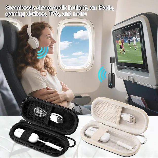 Alt view image 6 of 6 - Hard Carrying Case for AirFly SE/Pro 2/Pro/Duo, Avantree Relay, 1Mii Bluetooth Wireless Transmitter Receiver, Airplane Travel/TV/Gym Portable Storage Case Bag for USB Cable and Adapter(Case Only)