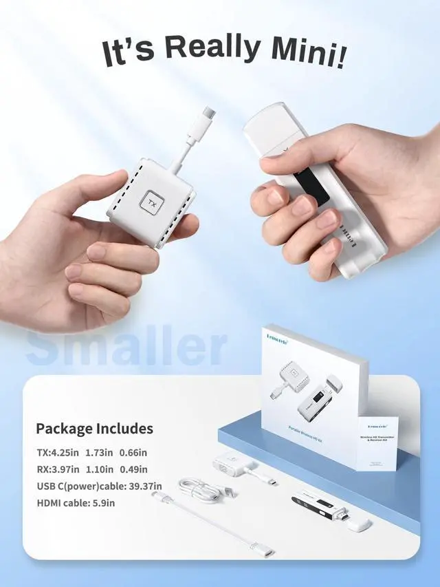 Alt view image 7 of 7 - Wireless USB-C Transmitter and HDMI Receiver Kit, Plug&Play USB-C to HDMI Wireless Extender, 2.4/5G 164ft Range 1080P Full HD, for Streaming Video&Audio to HD TV/Monitor from Phone/Laptop