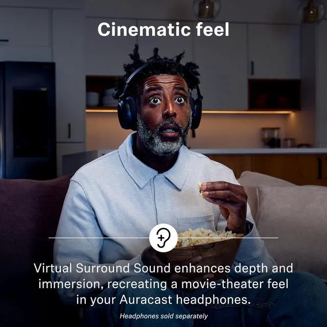 Alt view image 3 of 7 - BTA1 TV Transmitter for Bluetooth Auracast Wireless Headphones - Built-in Virtual Surround Sound and Speech Clarity Modes, HDMI, Optical, Analog Connections, up to 50-Meter Wireless Range