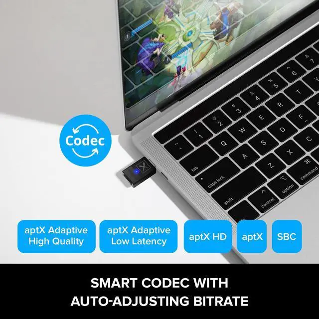 Alt view image 2 of 7 - BT-W5 Smart Bluetooth 5.3 Audio Transmitter with aptX Adaptive, High-Resolution 24-bit / 96 kHz Audio, Device-Switching Function, Works with PC/Mac/Gaming Consoles