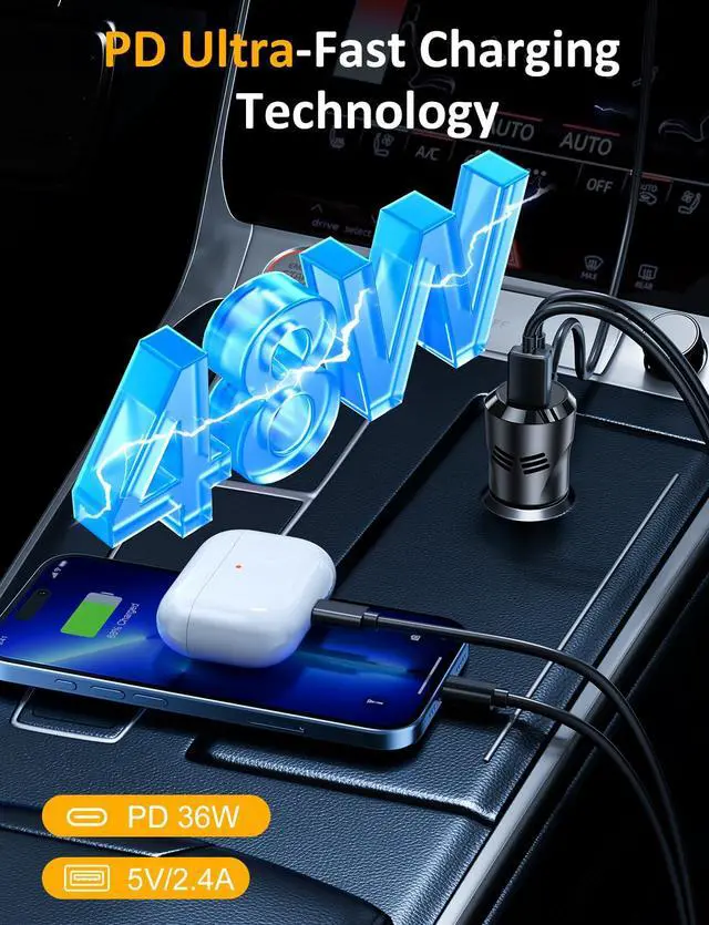 Alt view image 3 of 7 - Bluetooth Car Adapter 3 in 1 FM Transmitter PD 48W Fast Charging